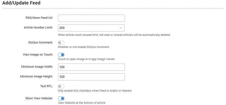 Configurar las RSS de la apicación