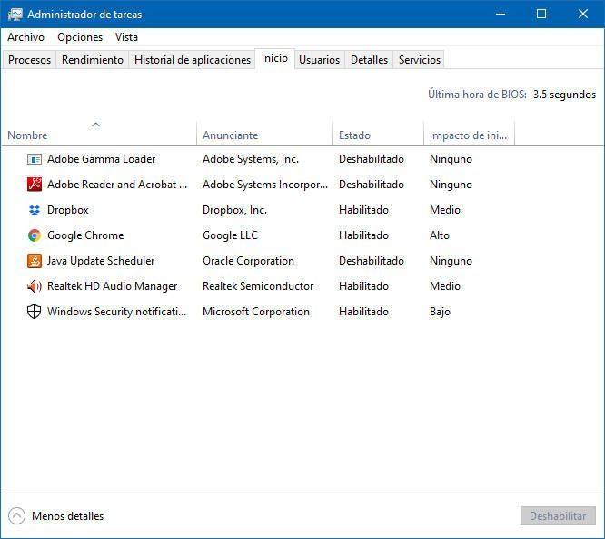 Deshabilitar Programas de Inicio en Windows 10 5 Programas que se inicial al encender el ordenador