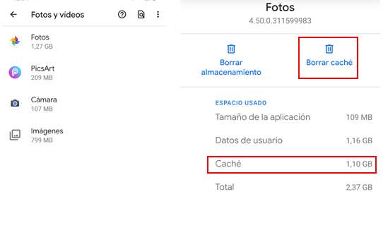 Borrar Caché Borrar la caché móvil de distintas aplicaciones y servicios de Android