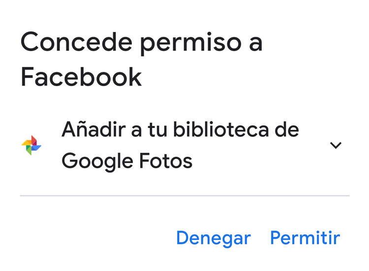 Permisos Conceder permisos de acceso a Facebook a tu cuenta de Google