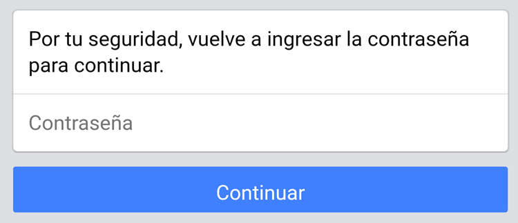 Contraseña Ventana para introducir la contraseña de facebook