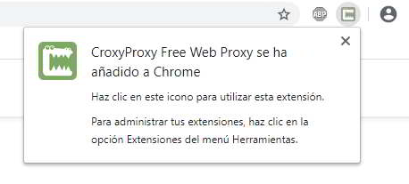 Extensión Extensión de CroxyProxy instalada en Google Chrome
