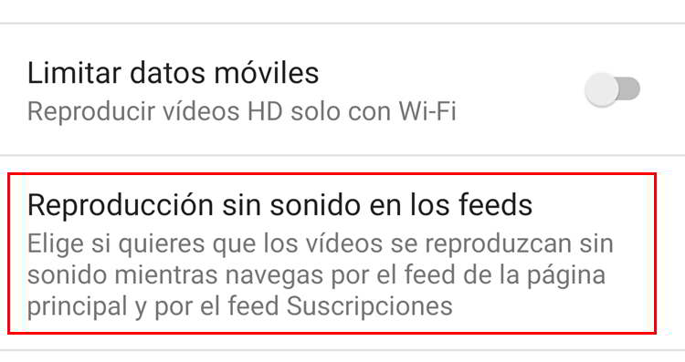 Sin Sonido reproducción sin sonido en feeds