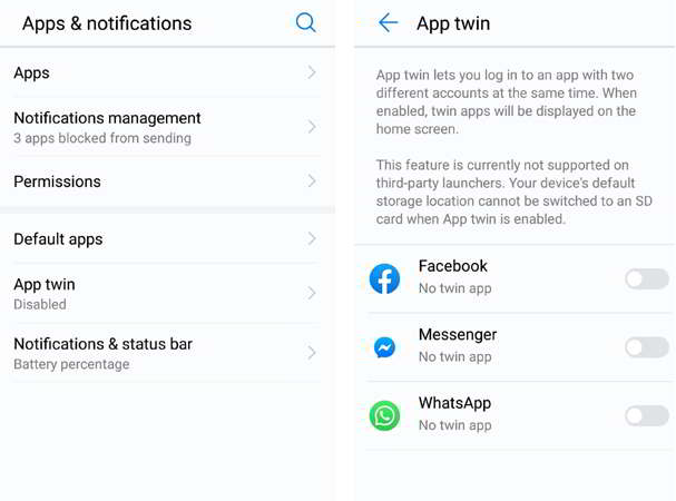 Honor Clonar apps de mensajería en Honor y Huawei
