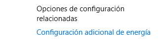 Adicional de Energía Acceso a la configuración adicional de energia en windows 10