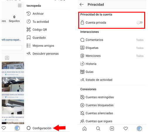 Poner cuenta Privada Poner cuenta de instagram privada
