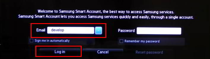 Iniciar sesión como develop en Samsung Smart tv