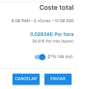 Coste Total Coste total por meses del servidor VPS