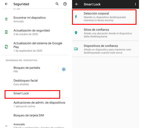 Detección Corporal Activar la detección corporal en Smart Lock