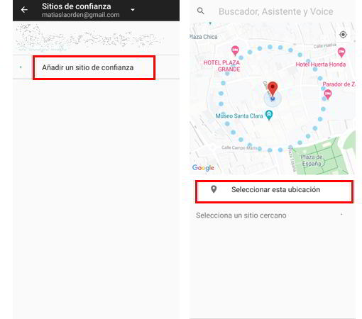 Seleccionar Sitio Seleccionar sitio de confianza en Smart Lock