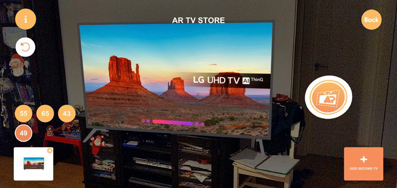 Comprobando el tamaño de televisión Lg en AR