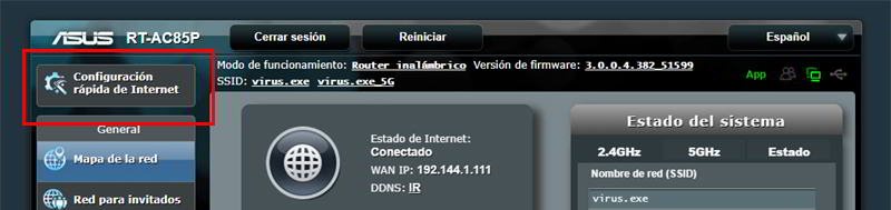 Confiugración Rápida de Internet en router ASUS