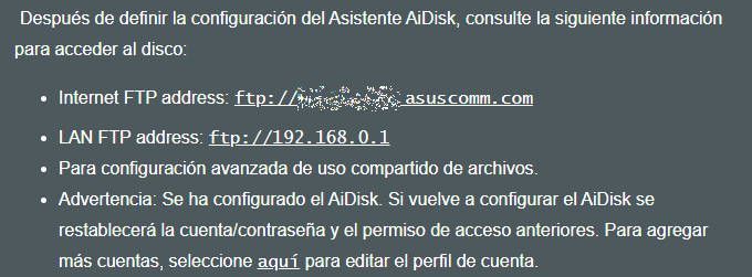 Información para acceder al disco duro