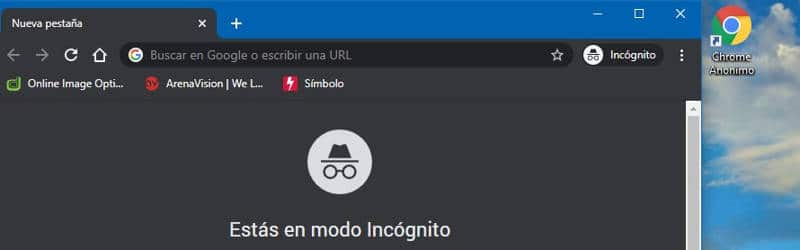 acceso directo a la ventana de incógnito en google chrome