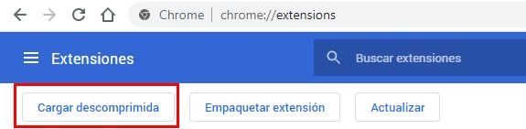 cargar extensión
