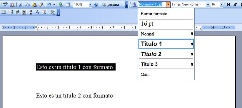 crear títulos para hacer índices automáticos en Word