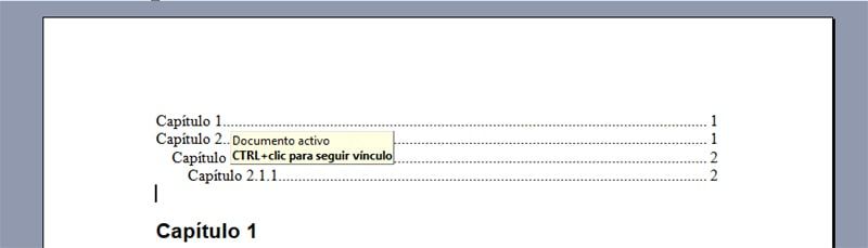 pulsa ctrl para ir a un título en word