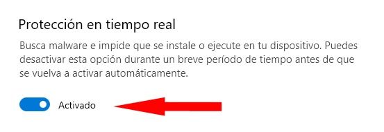 protección en tiempo real de windows defender