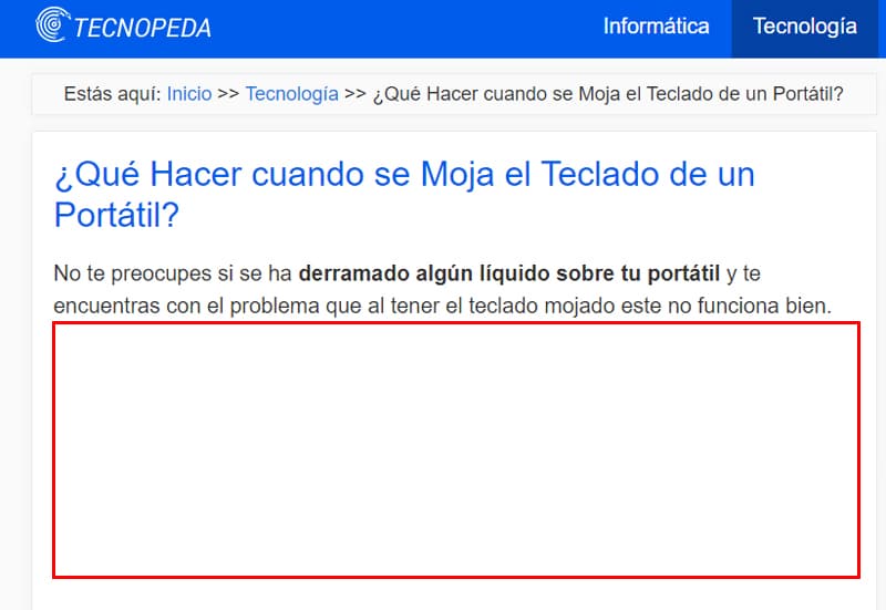Espacio reservado para el bloque de anuncios en wordpress