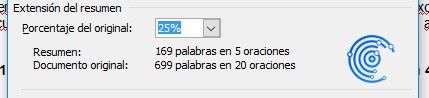 extensión del resumen de word