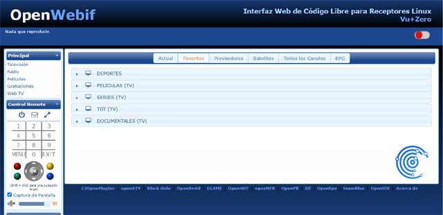 interfaz web de openwebif