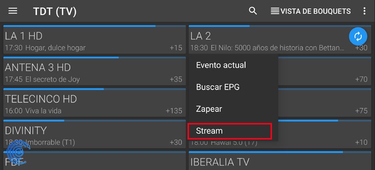 stream de un canal en dreamdroid