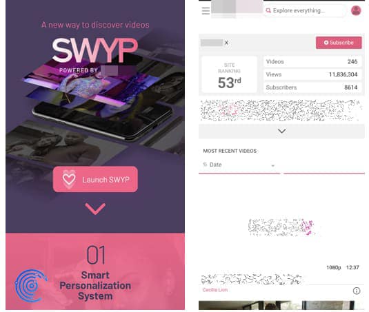navegación por la app de swyp