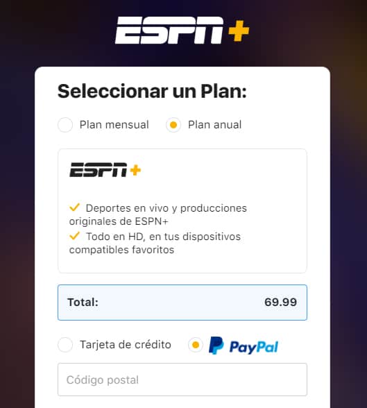 suscripción ESPN+
