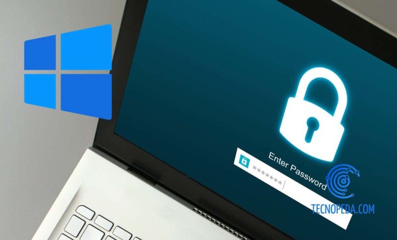 Pantalla de contraseña en un portátil con el símbolo de Windows