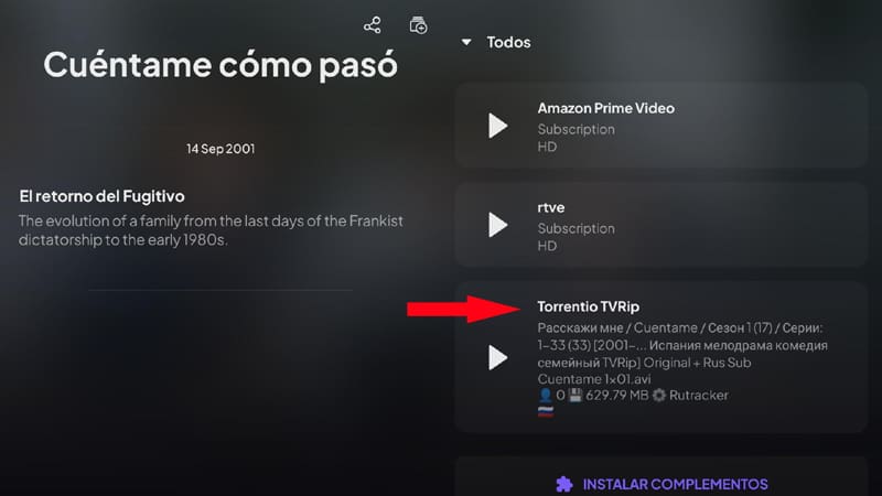 Complemento Torrentio en Stremio