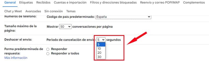 Periodo de cancelación de un email enviado