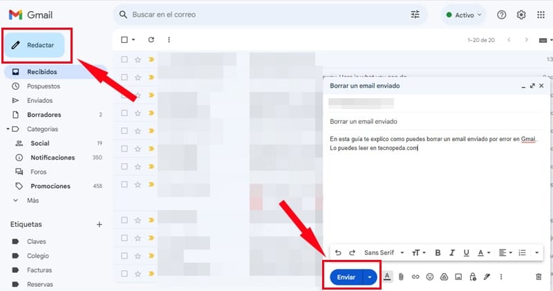 Redactar un email en Gmail