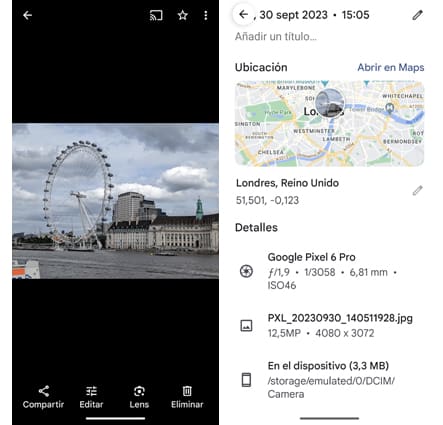 Datos de una fotografía en Android