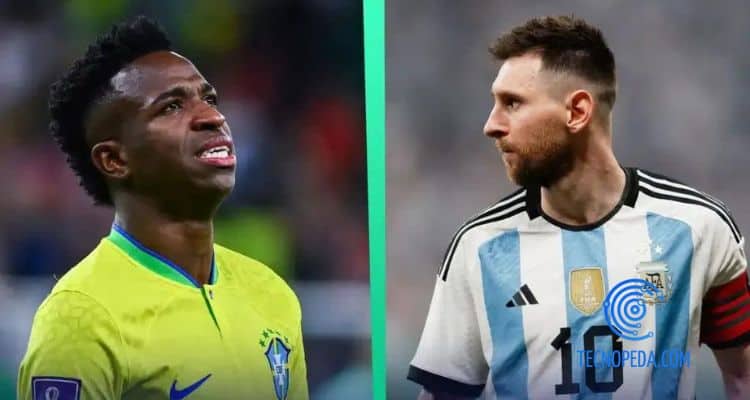 Imagen de Vinicius y Messi con sus selecciones