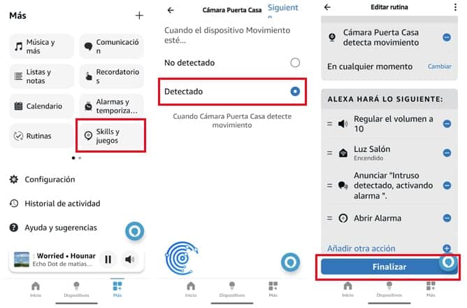 Crear rutina alarma en Alexa