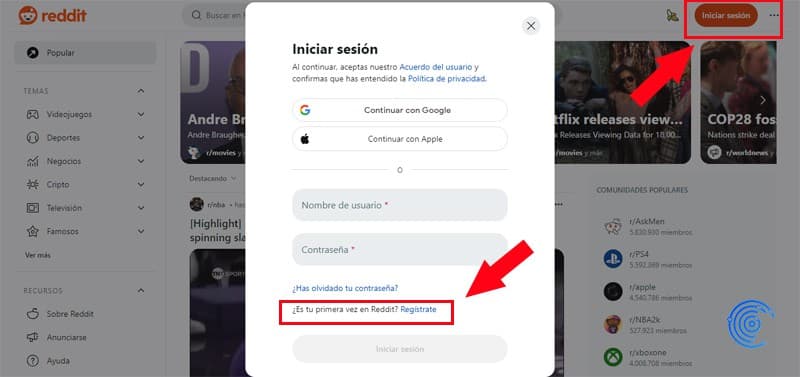 Registrarse en Reddit paso a paso