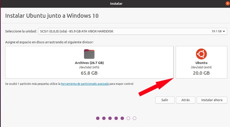 Establecer tamaño partición al instalar Linux Junto a Windows