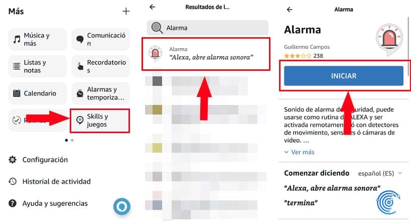 Activar skill Alarma en Alexa