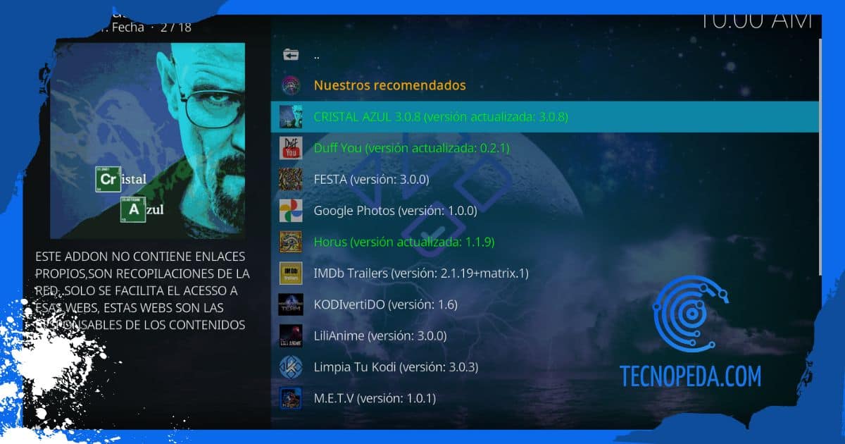 Instalar Cristal Azul desde Luar