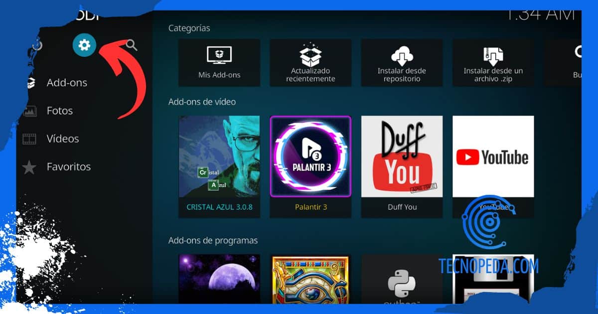 Ajustes de Kodi para instalar Luar