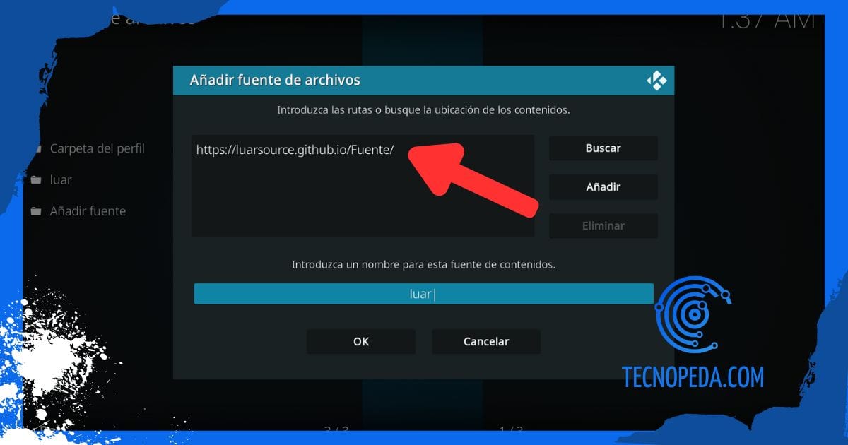 Fuente de luar en Kodi