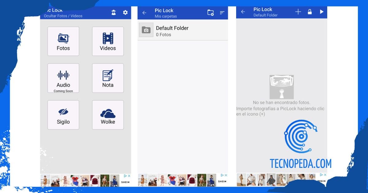 pasos para ocultar fotos y vídeos con Piclock para android
