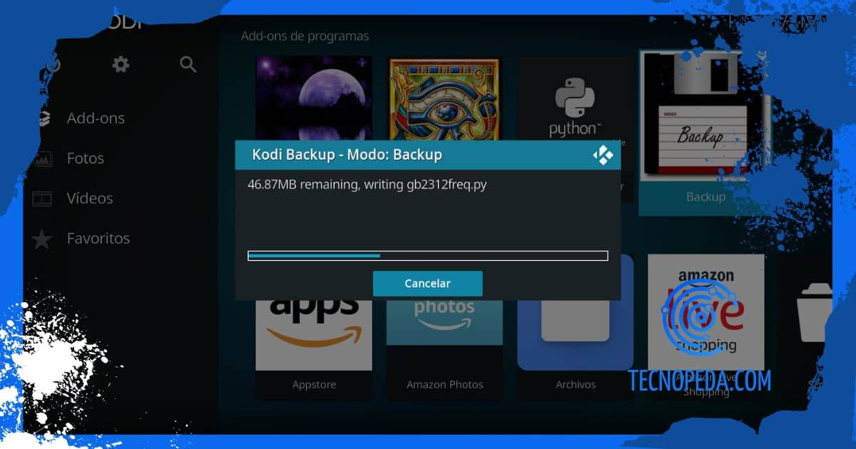 Respaldo de los ajustes de Kodi
