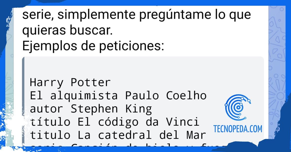 Proceso para buscar libros en la Biblioteca Secreta Telegram