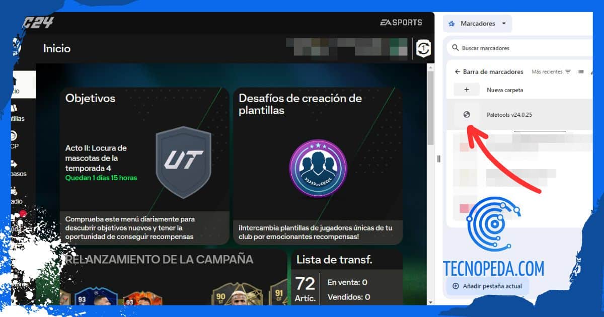 Método para abrir Paletools FC 24 en la webapp de Ultimate Team