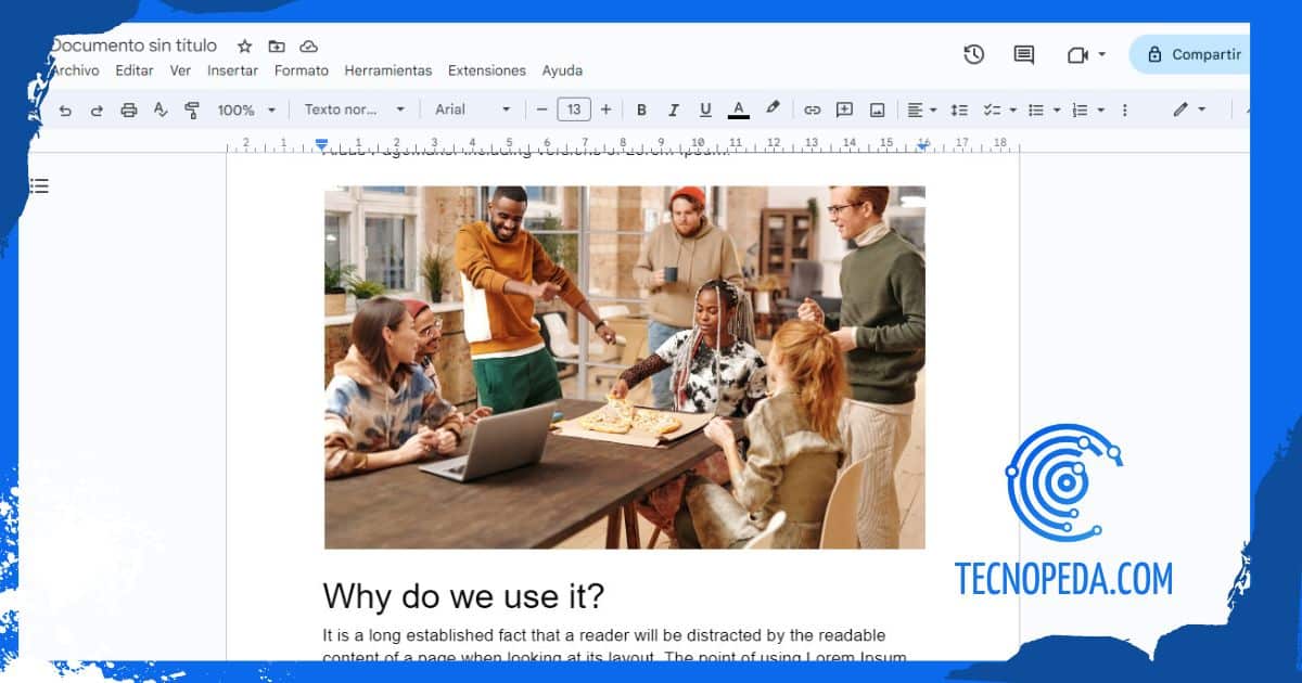 Documento donde poner un pie de imagen en Google Docs