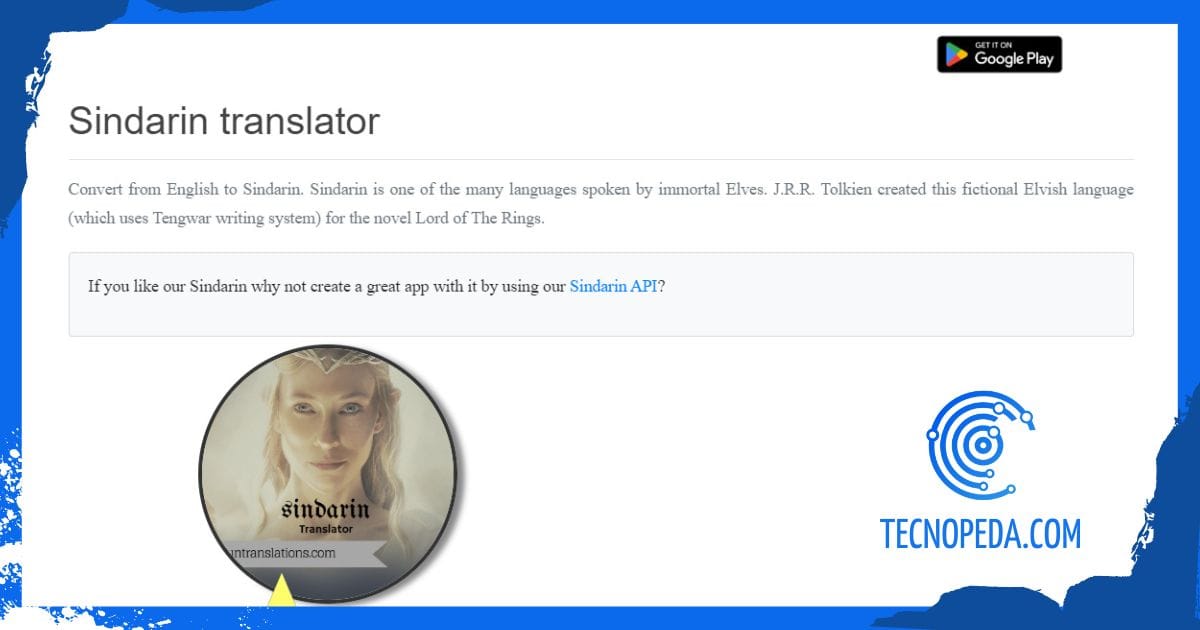 Sindarin Translator para traducir al élfico