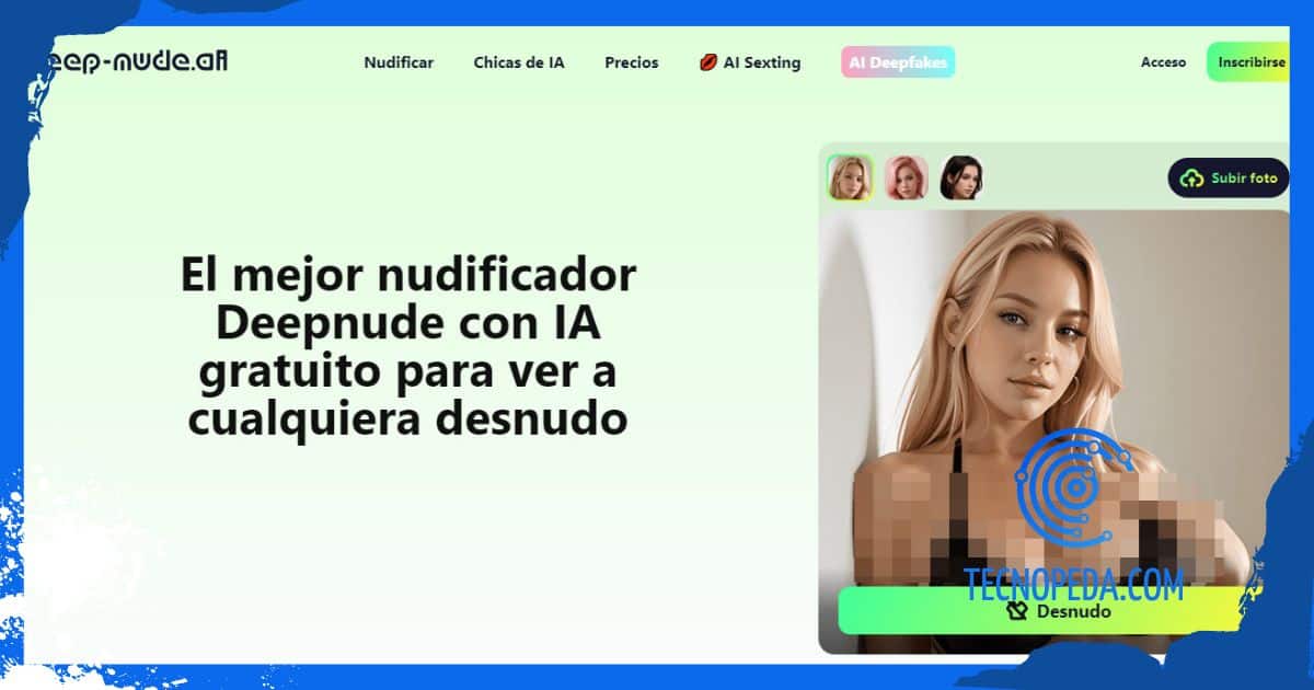 Inicio de laweb de Deepnude