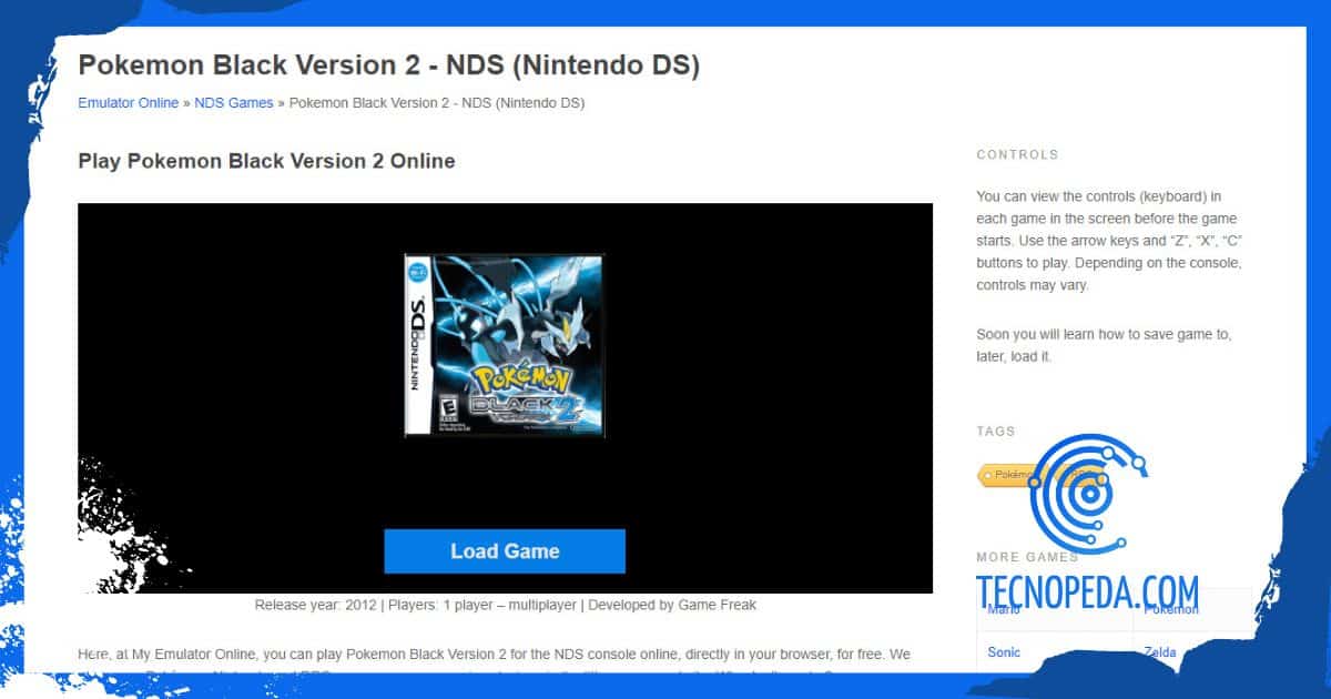 Emulador de Pokemon Black verison 2 de NDS en myemulator online