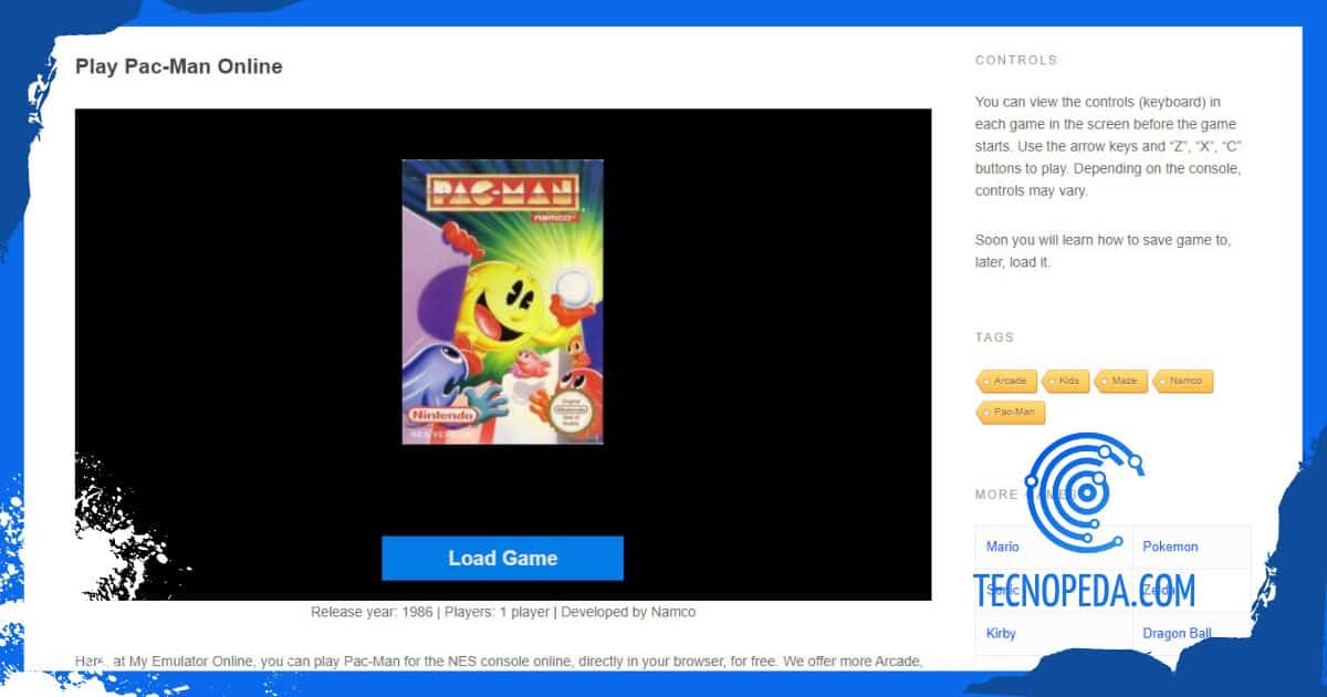 emulador de pac man online en myemulator